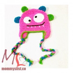Pink Monster Crochet Hat with Tassle A
