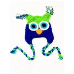 Owl Crochet Costume Hat GreenBlue