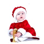 Santa Girl Costume with Beret Hat P (Fleece)
