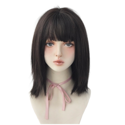 RENT-A054 Mei Misaki Wig With Bangs Shoulder Length (Dark Brown)